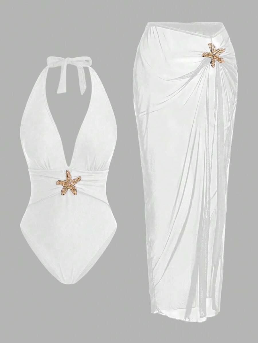SHEIN JEDNOCZĘŚCIOWY STRÓJ KĄPIELOWY S09__L