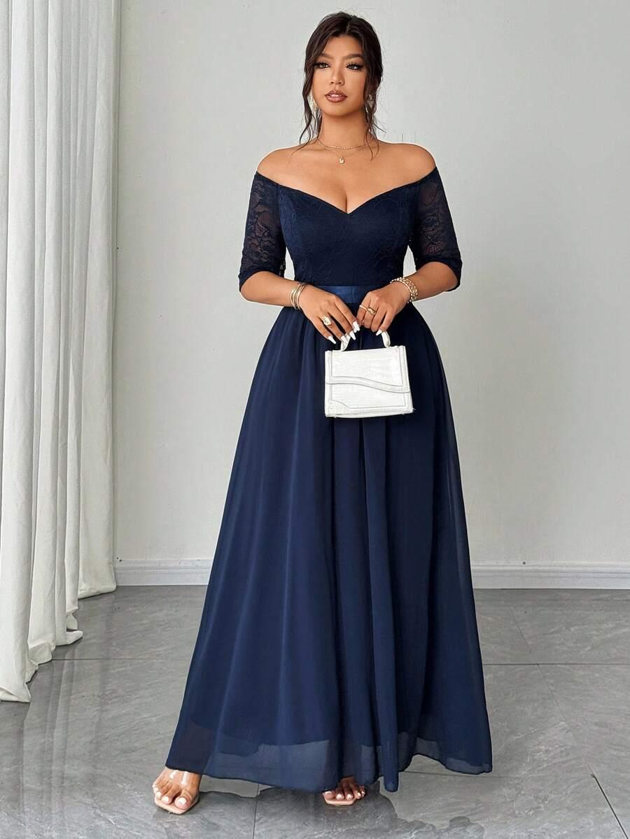 SHEIN GRANATOWA MAXI SUKIENKA S06__50