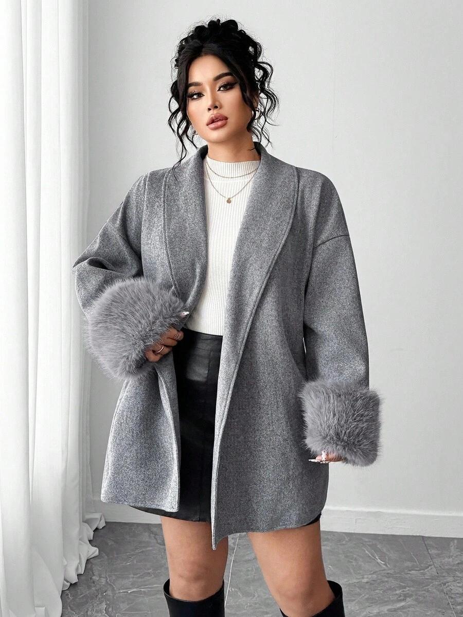 SHEIN SZARY KLASYCZNY PŁASZCZ W01__46