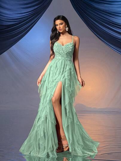 SHEIN ZIELONA MAXI SUKIENKA S06__XS
