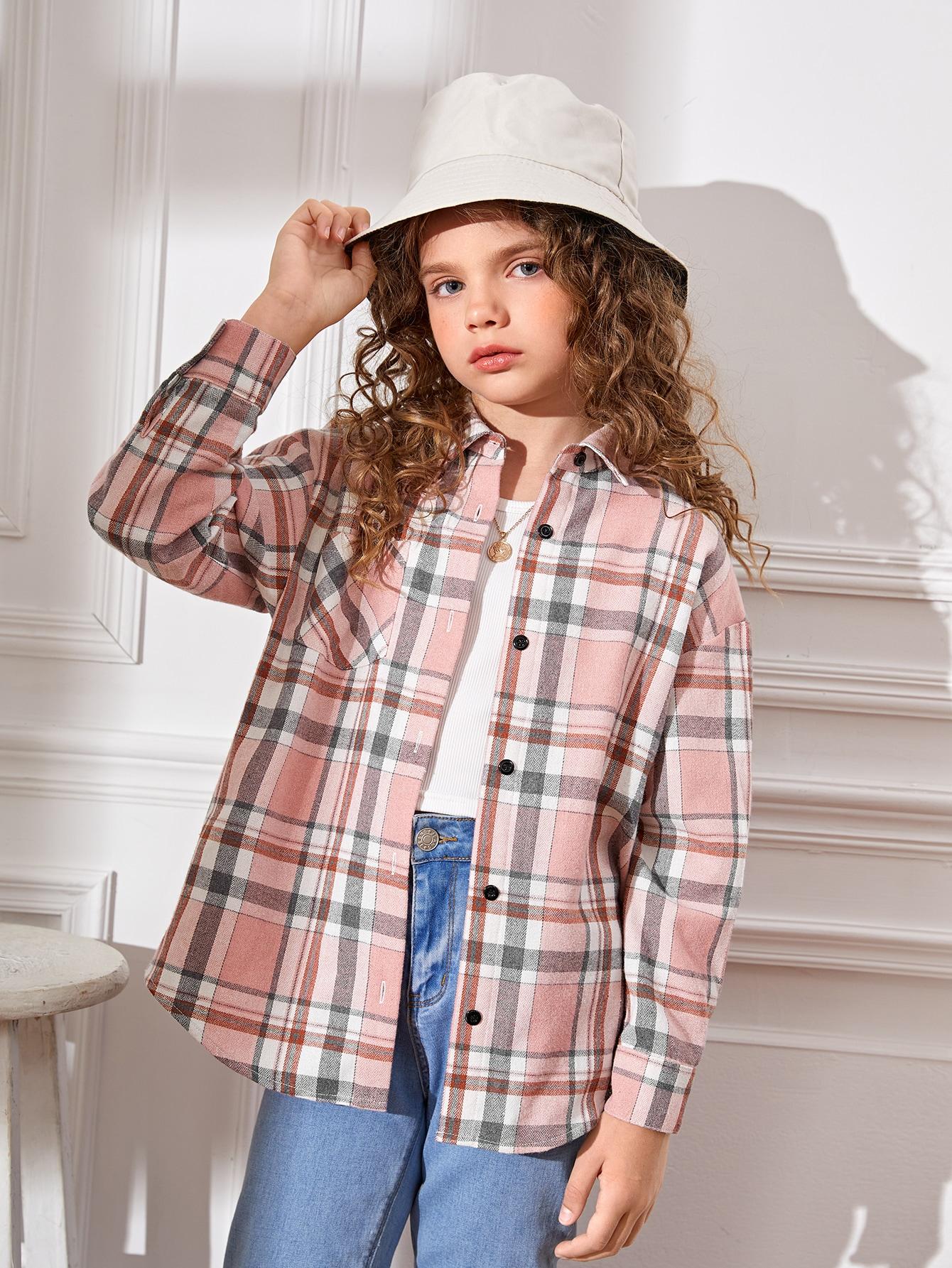 SHEIN KOSZULA W KRATKĘ CASUAL S06__134/140