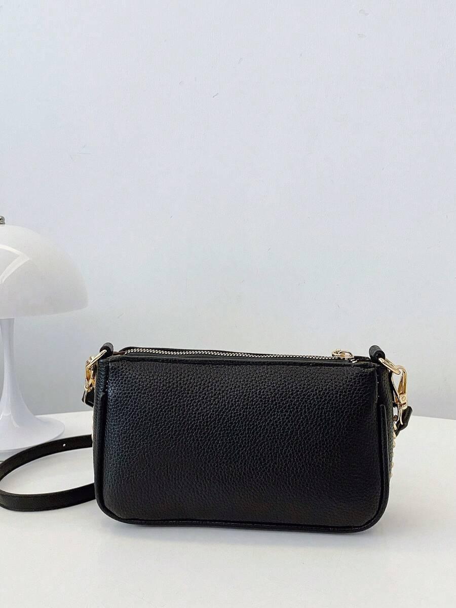 SHEIN CZARNA TOREBKA ZDOBIENIE ŁAŃCUSZEK S07__22X7X13CM
