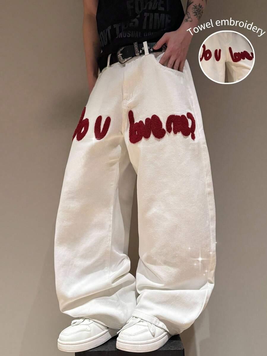 MANFINITY BIAŁE SPODNIE JEANS HAFT S06__S