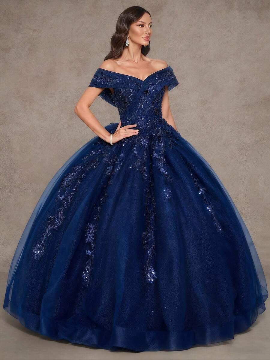 SHEIN GRANATOWA MAXI SUKIENKA ZDOBIENIE S06__XL