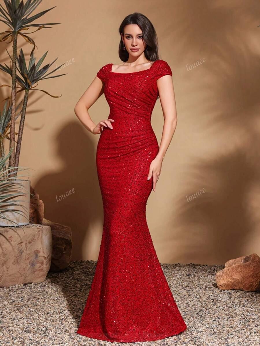 SHEIN CZERWONA MAXI SUKIENKA CEKINY S06__XXL