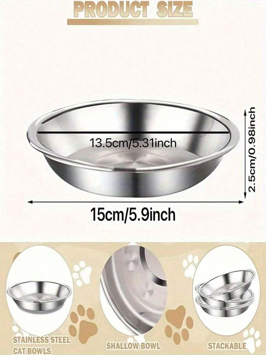 SHEIN SREBRNA MISKA NA POKARM DLA ZWIERZĄT 5-PACK S07__15X2.5CM