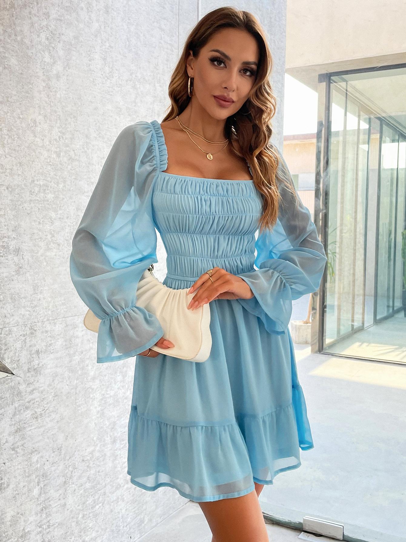 EILLY BAZAR MINI SUKIENKA DŁUGI RĘKAW MARSZCZENIE PK01__L