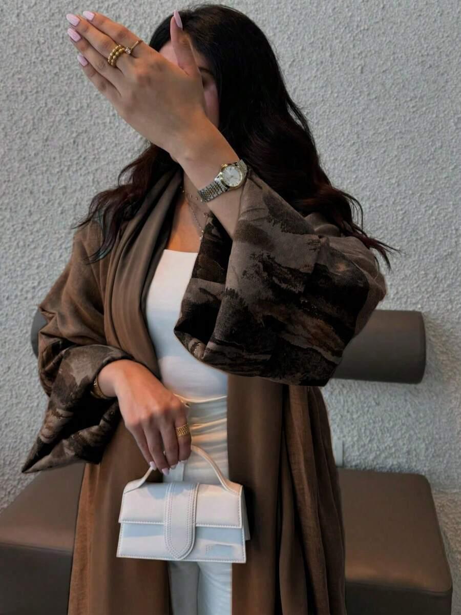 SHEIN BRĄZOWY PŁASZCZ WZÓR S06__OS