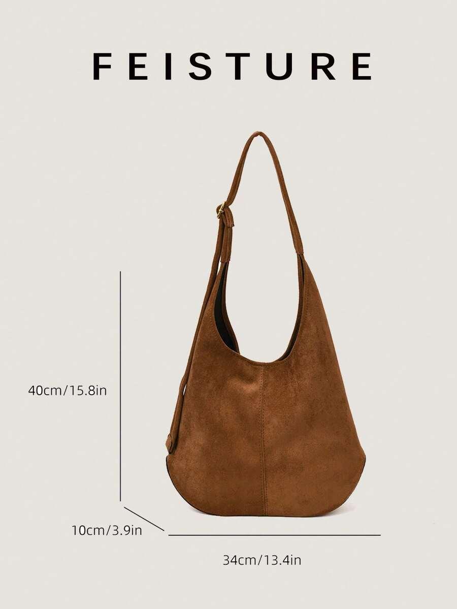 SHEIN BRĄZOWA TOREBKA IMITACJA ZAMSZU S07__34X10X40
