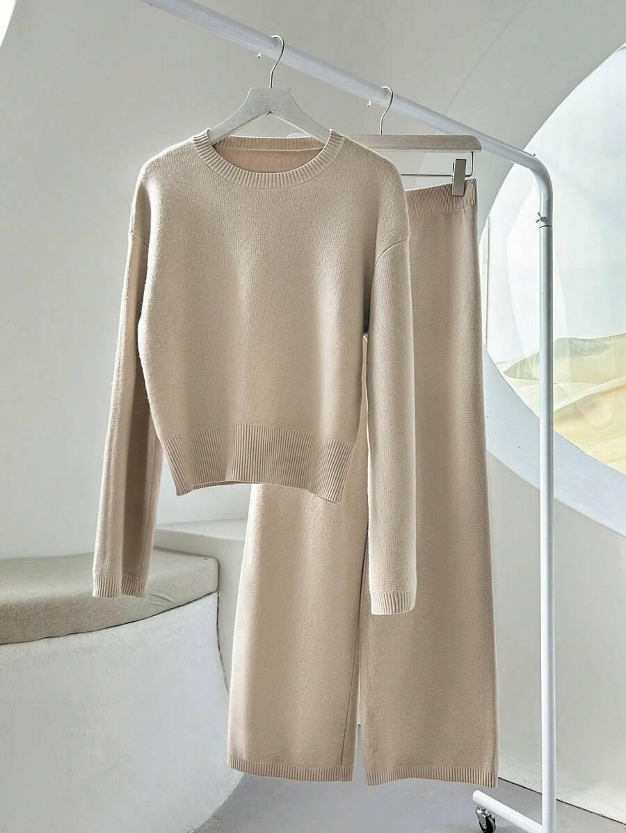 SHEIN DZIANINOWY KOMPLET SWETER SPODNIE S06__XS