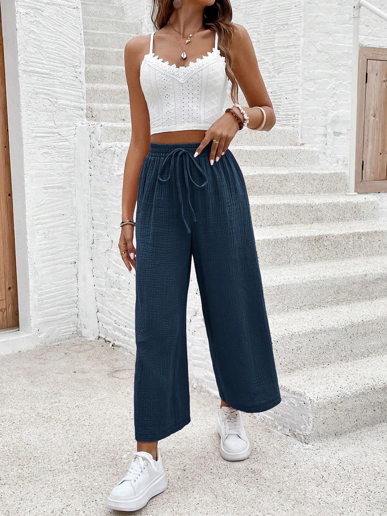 SHEIN GRANATOWE SPODNIE CASUAL S06__XS