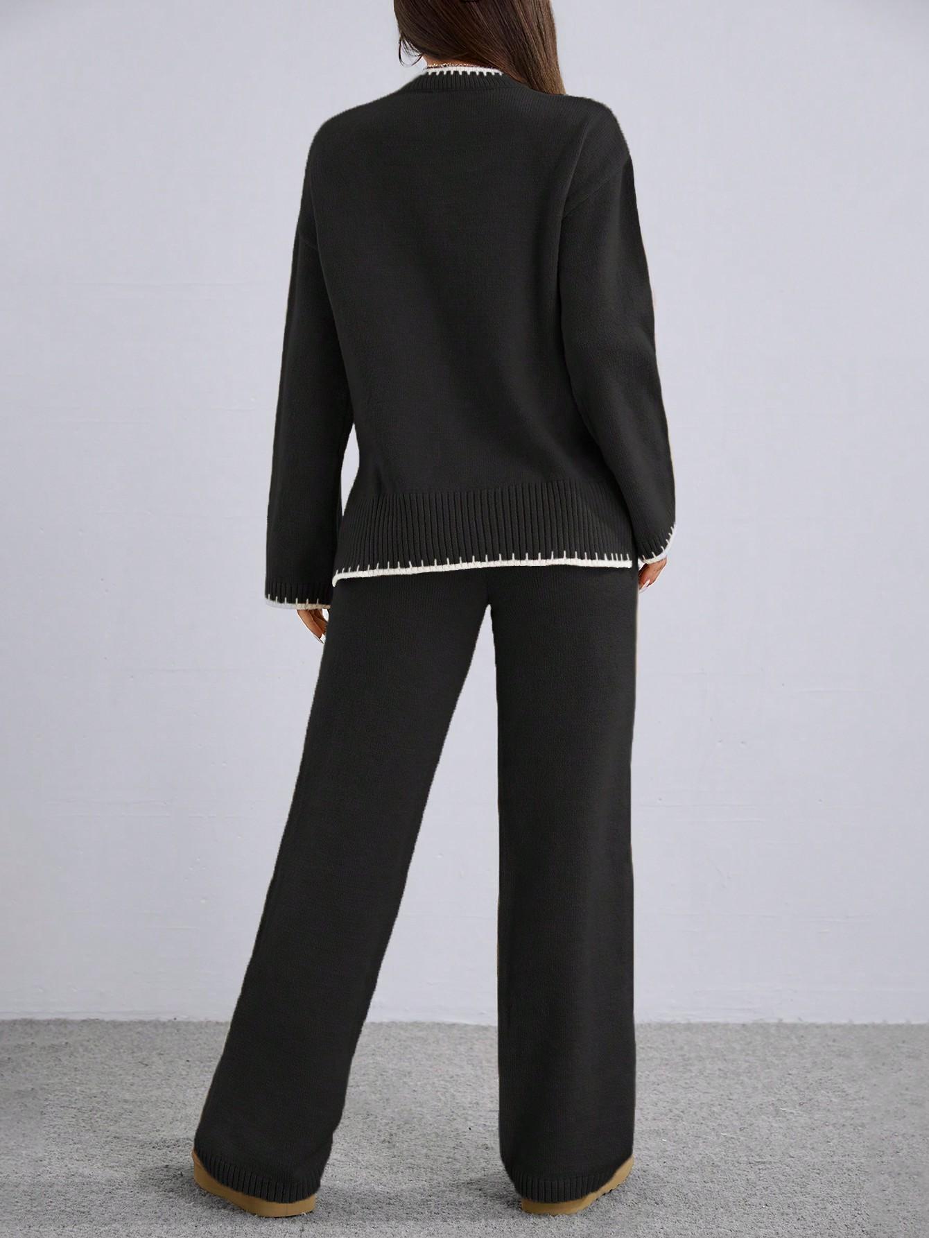 SHEIN SWETER SPODNIE KOMPLET DZIANINOWY S06__S
