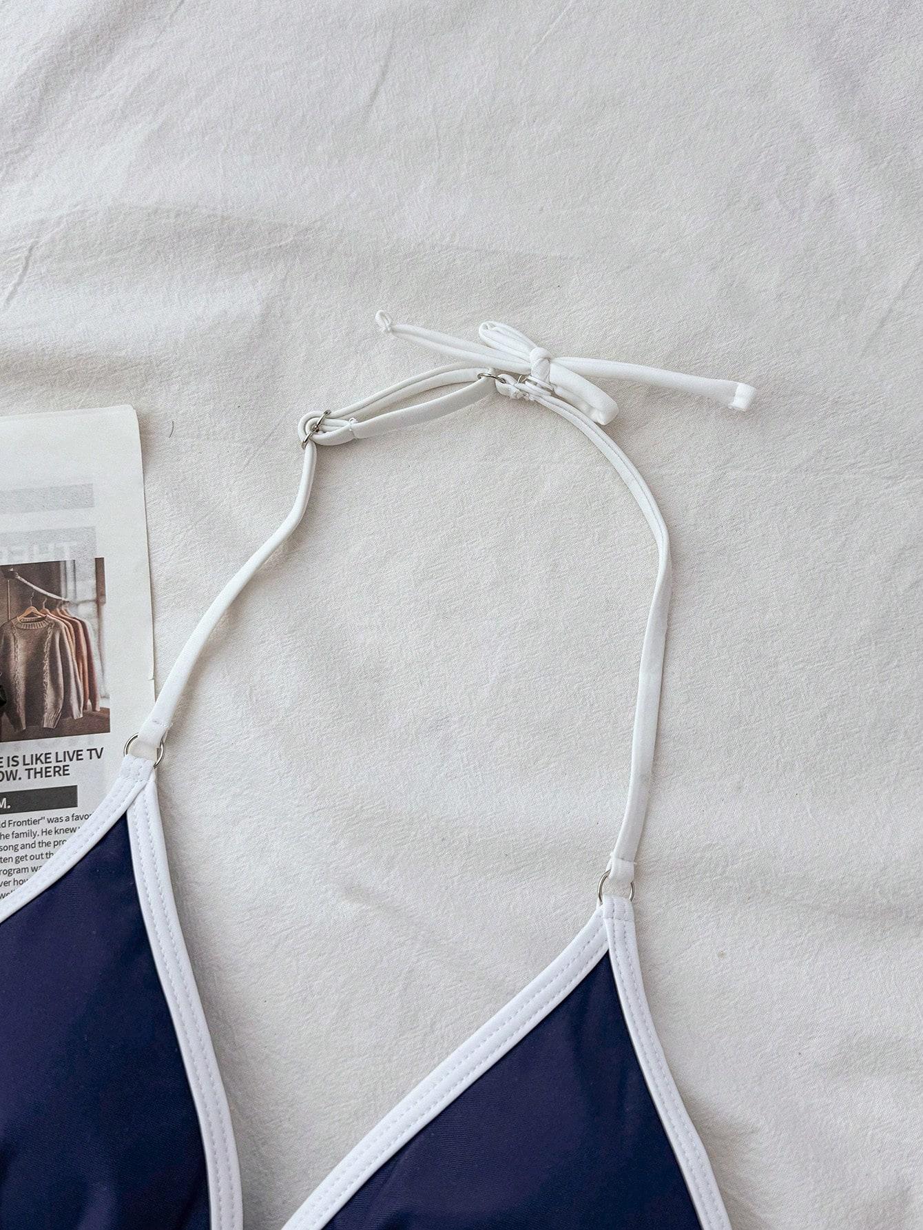SHEIN STRÓJ KĄPIELOWY DWUCZĘŚCIOWY KONTRAST S09__166/170