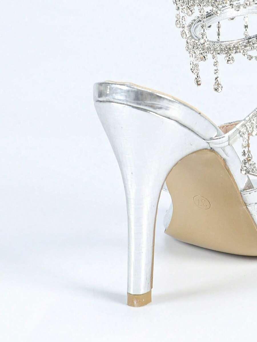 SHEIN SREBRNE SANDAŁY ZDOBIENIE S06__40