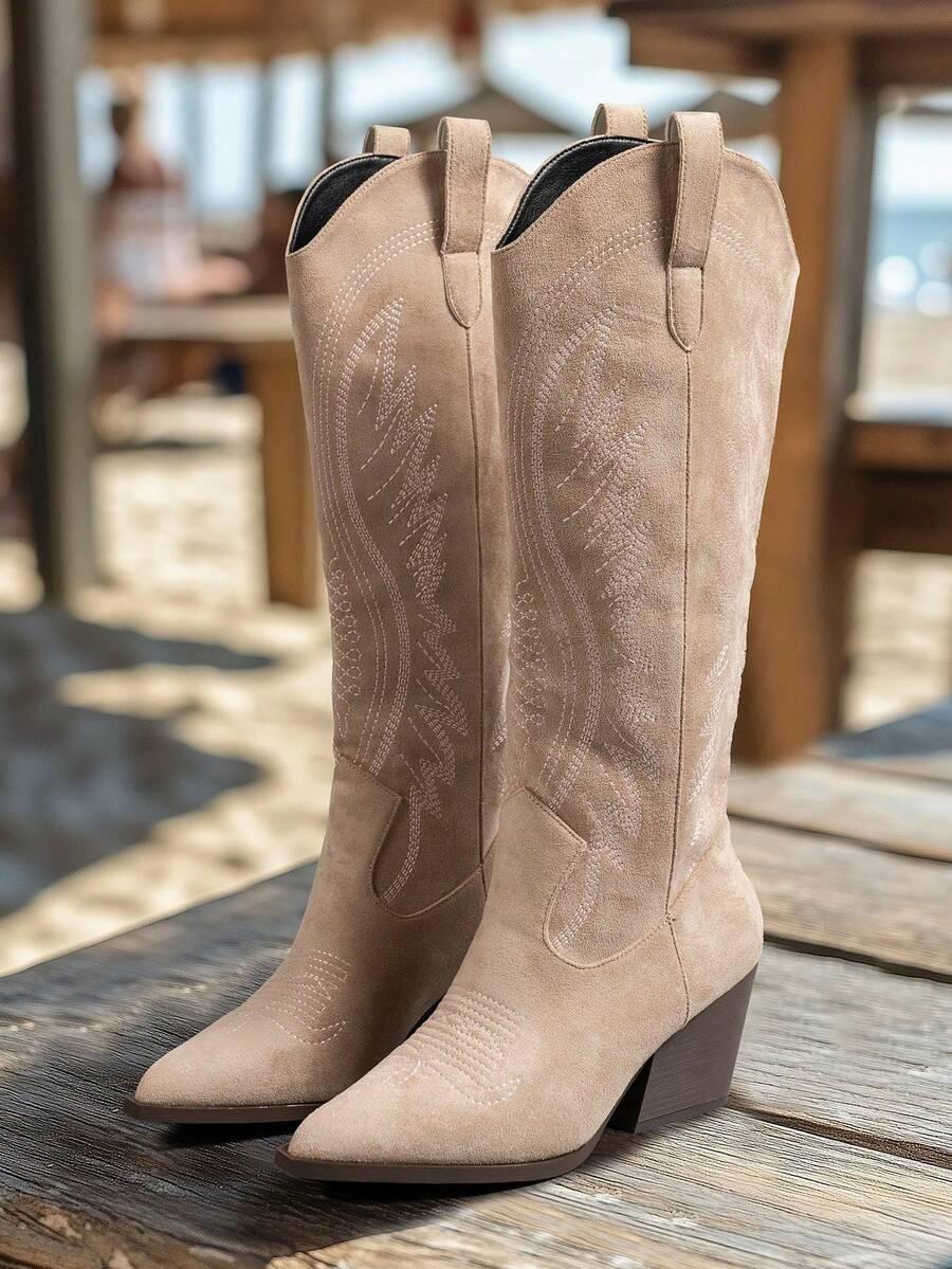 SHEIN BEŻOWE KOZAKI KOWBOJKI W01__40,5