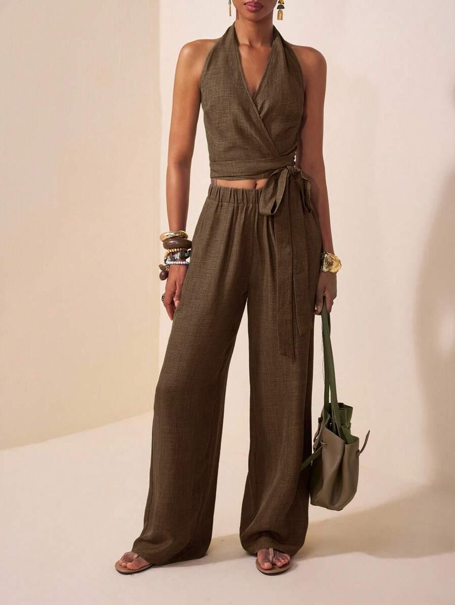 SHEIN BRĄZOWE SPODNIE CASUAL S06__S