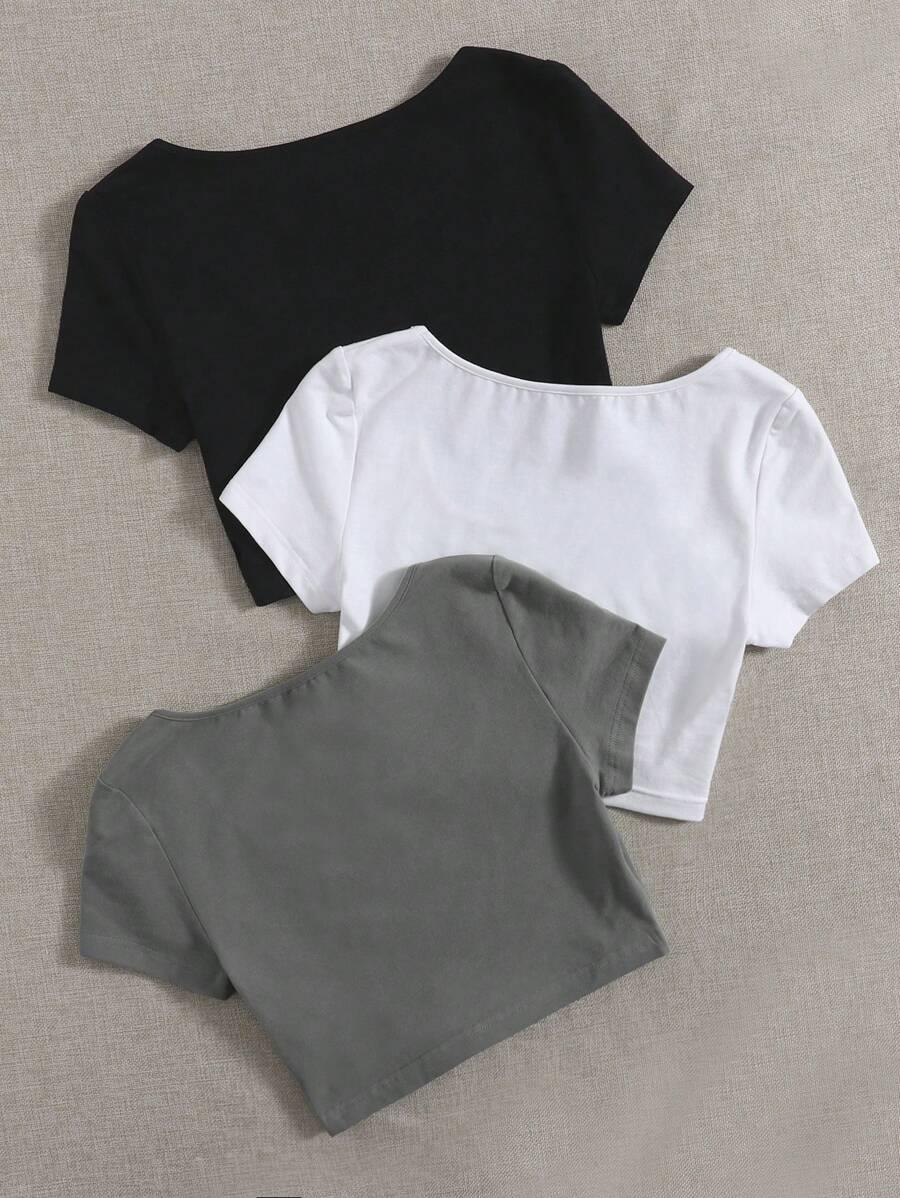 SHEIN TOP KRÓTKI RĘKAW 2-PACK S09__L