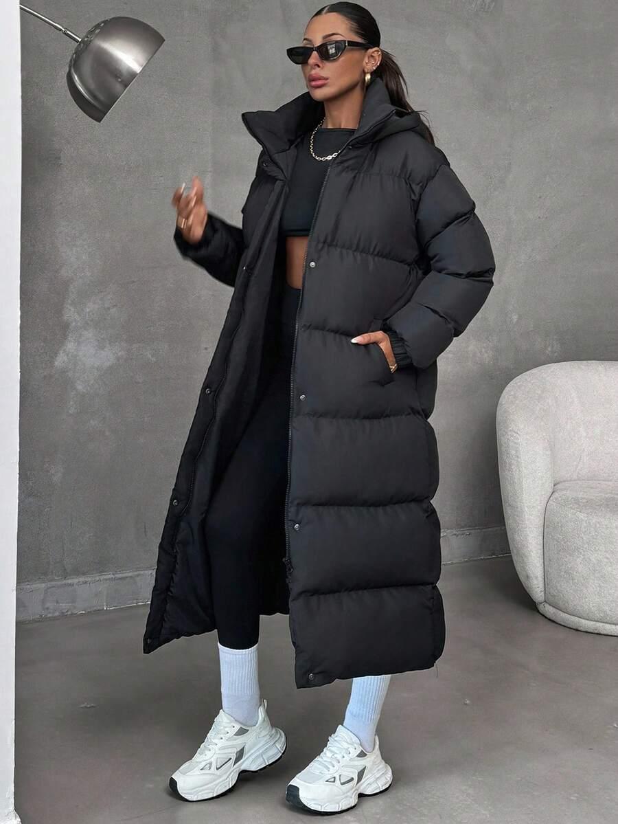 SHEIN CZARNA PIKOWANA KURTKA Z KAPTUREM W01__48
