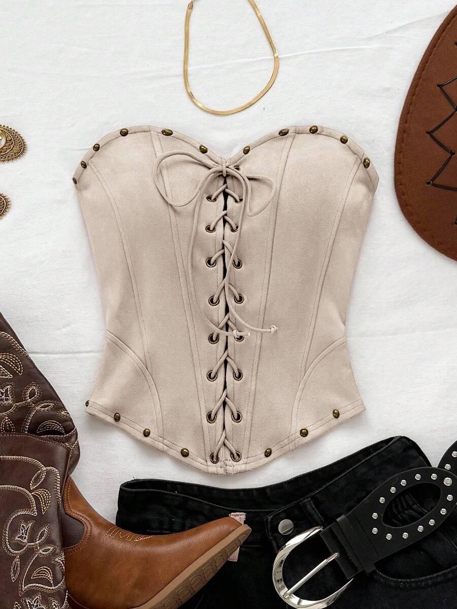 SOLEIA BEŻOWY GORSET TOP S06__XS