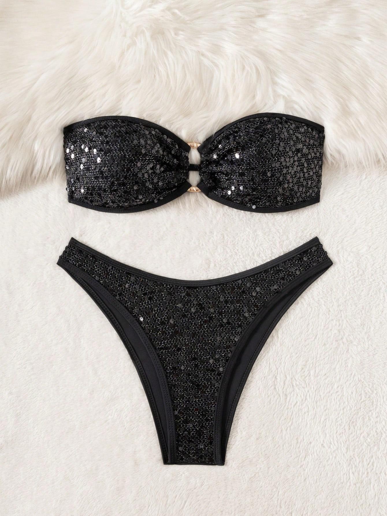 SHEIN CZARNY STRÓJ KĄPIELOWY S09__M