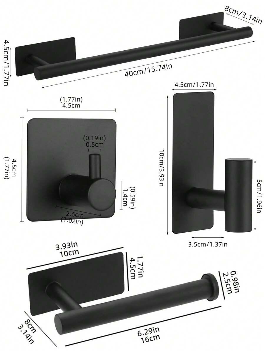 SHEIN CZARNE UCHWYTY ŁAZIENKOWE 5-PACK S07