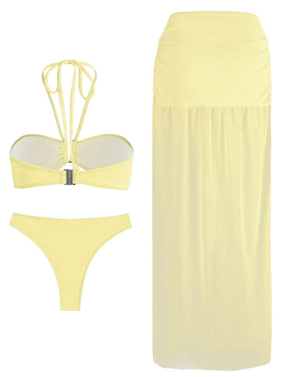 SHEIN TRZYCZĘŚCIOWY STRÓJ KĄPIELOWY KOMPLET S09__S