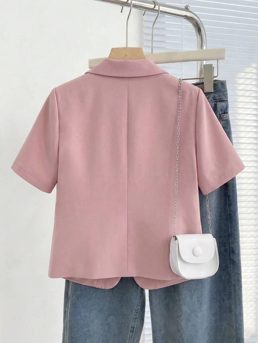 SHEIN RÓŻOWA MARYNARKA Z KRÓTKIM RĘKAWEM PK01__L