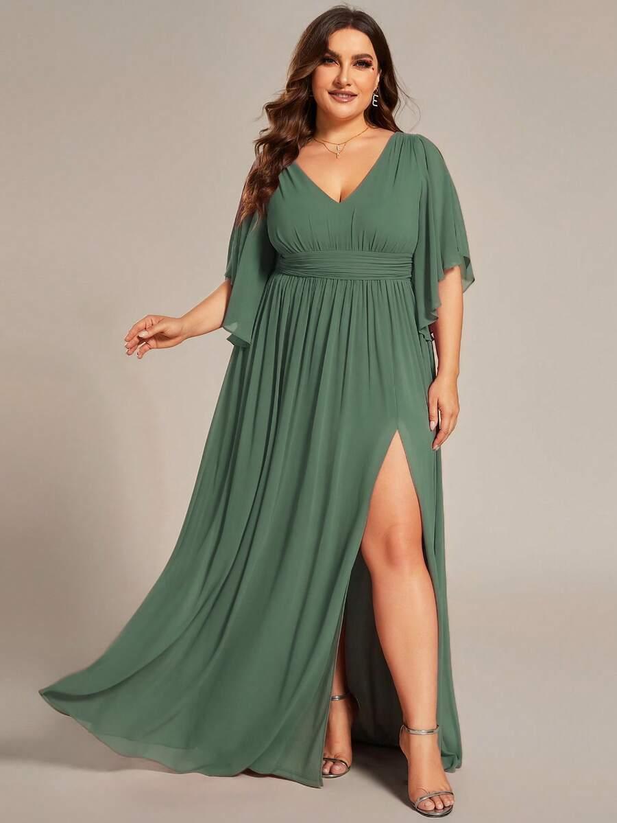 SHEIN ZIELONA MAXI SUKIENKA KRÓTKI RĘKAW S06__46