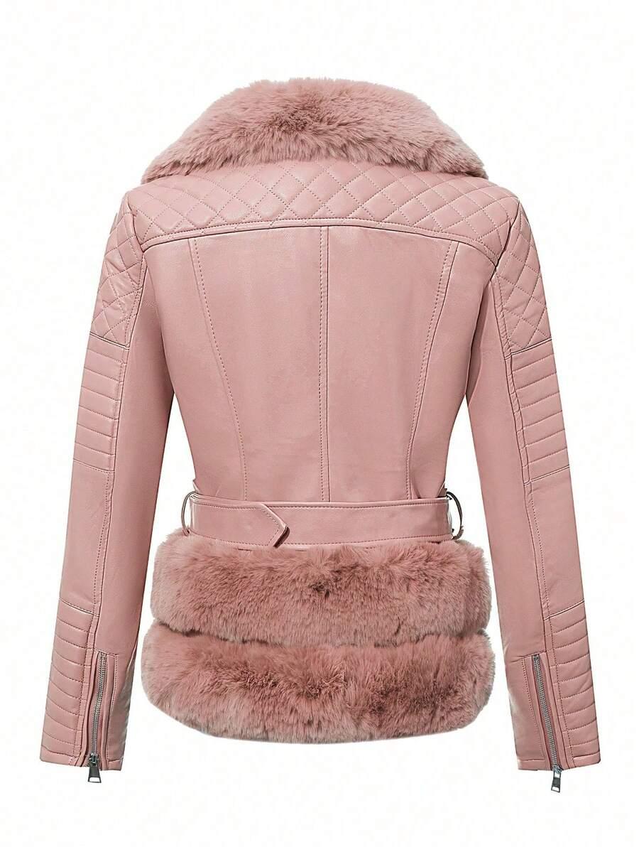 SHEIN RÓŻOWA OCIEPLANA KURTKA IMITACJA SKÓRY W01__XXL