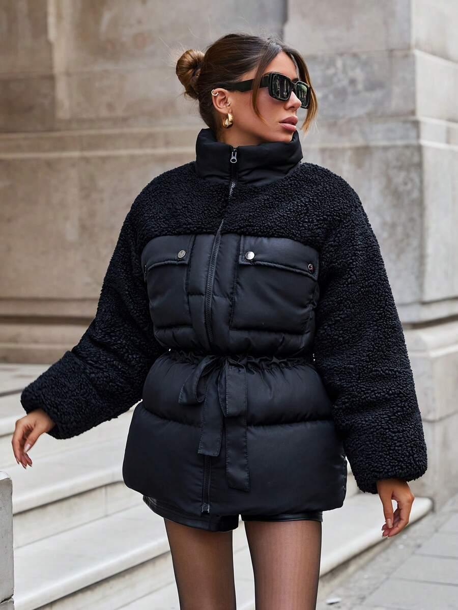 SHEIN CZARNY KURTKA ZAMEK W01__L