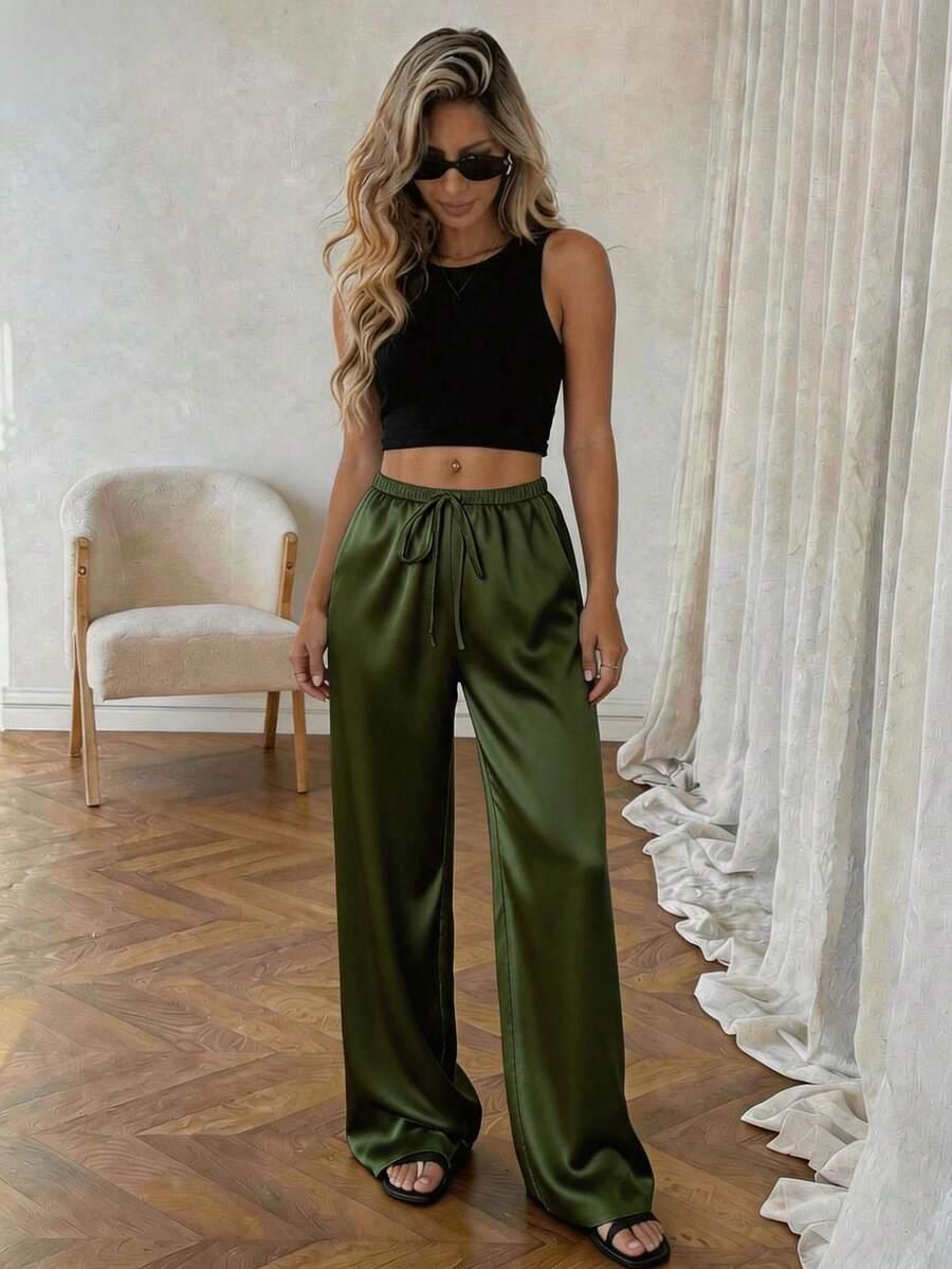 SHEIN ZIELONE PROSTE SPODNIE S09__M