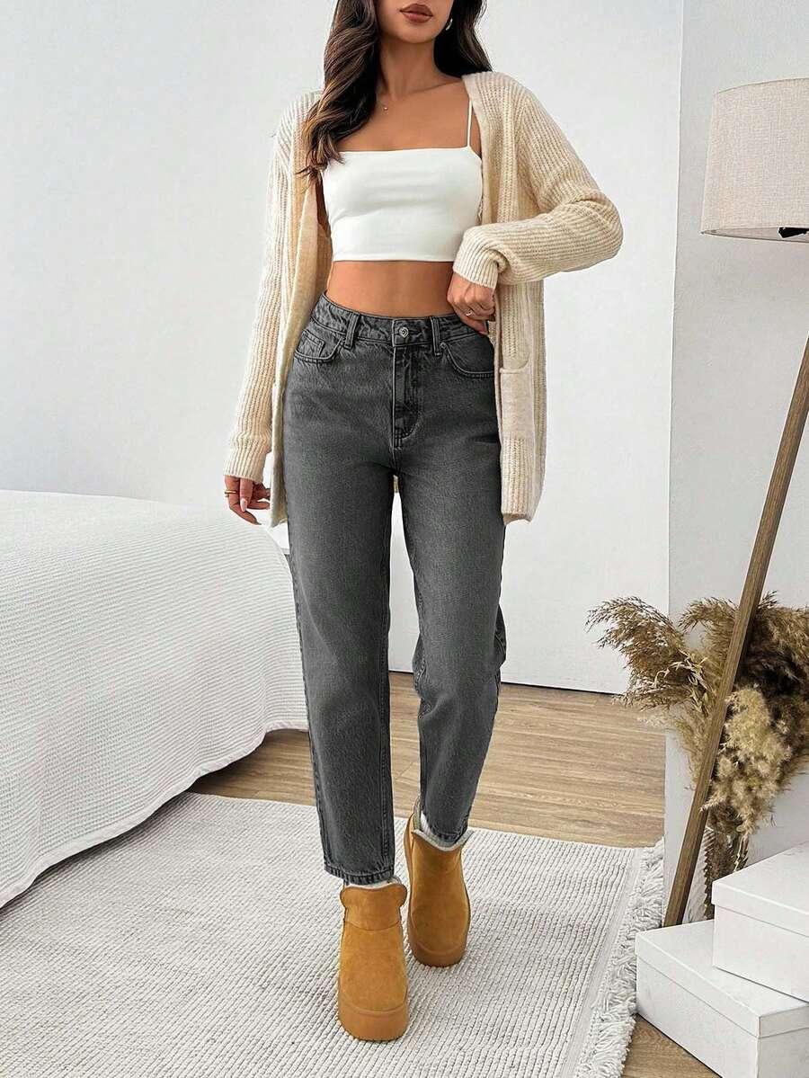 SHEIN JEANSOWE PROSTE SPODNIE S06__XS