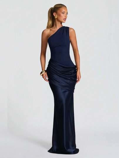 SHEIN GRANATOWA SUKIENKA MAXI S06__M
