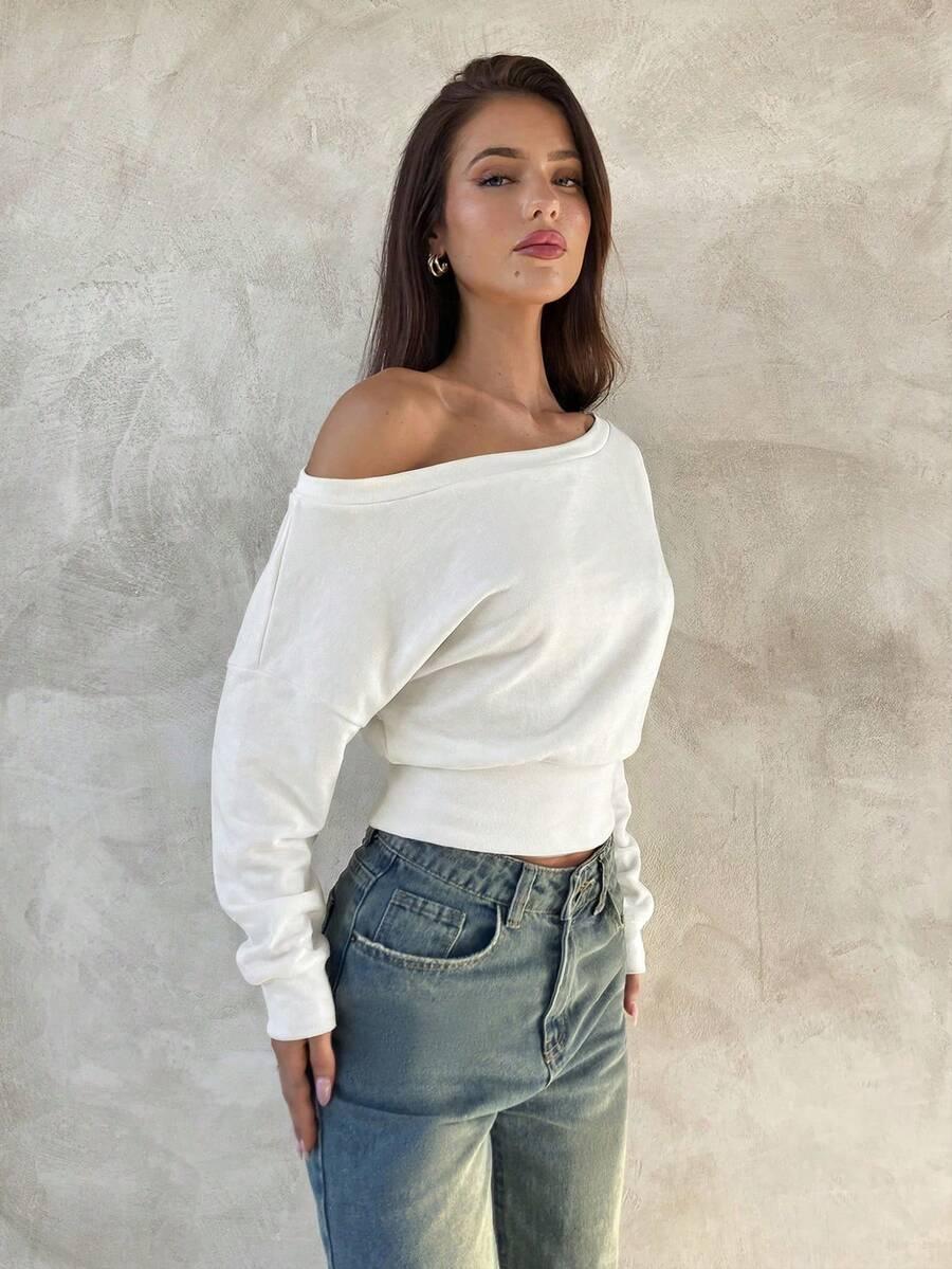 SHEIN BIAŁA BLUZKA DŁUGI RĘKAW S06__M