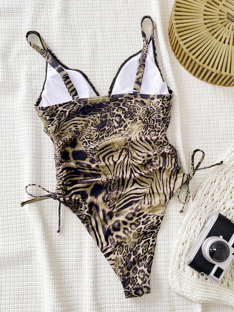 SHEIN JEDNOCZĘŚCIOWY STRÓJ KĄPIELOWY ANIMAL PRINT S09__L