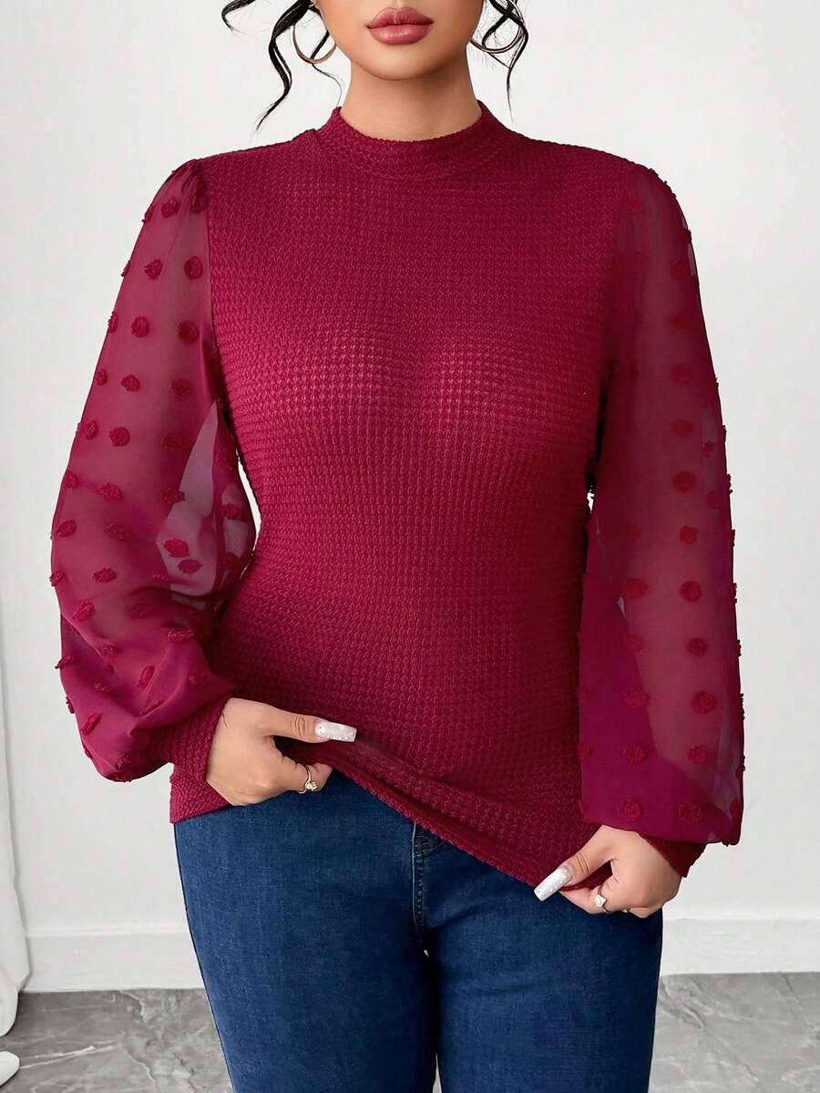 SHEIN CZERWONA BLUZKA Z DŁUGIM RĘKAWEM S06__XXL