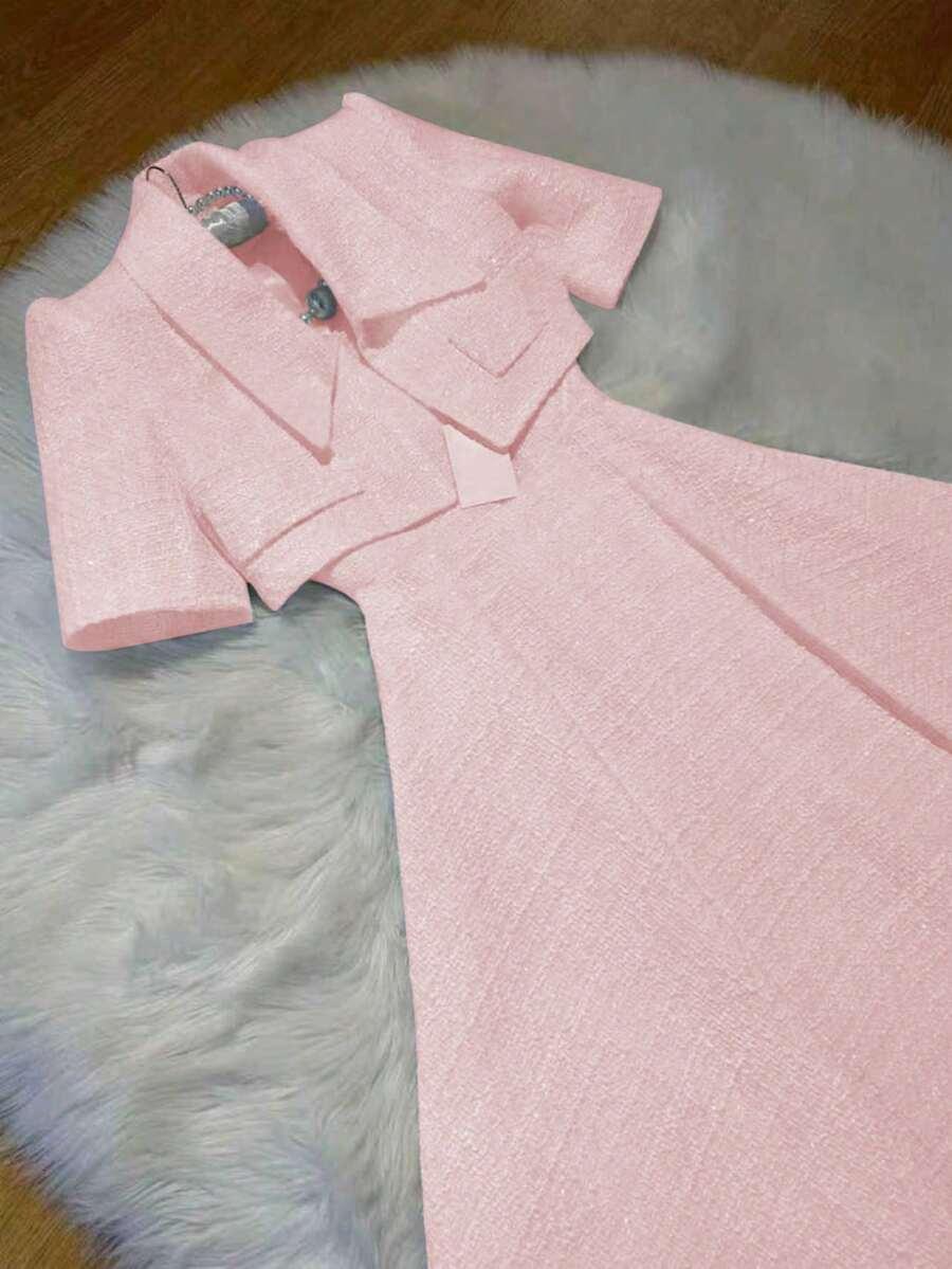 SHEIN RÓŻOWA MAXI SUKIENKA NARZUTKA KOMPLET S06__M
