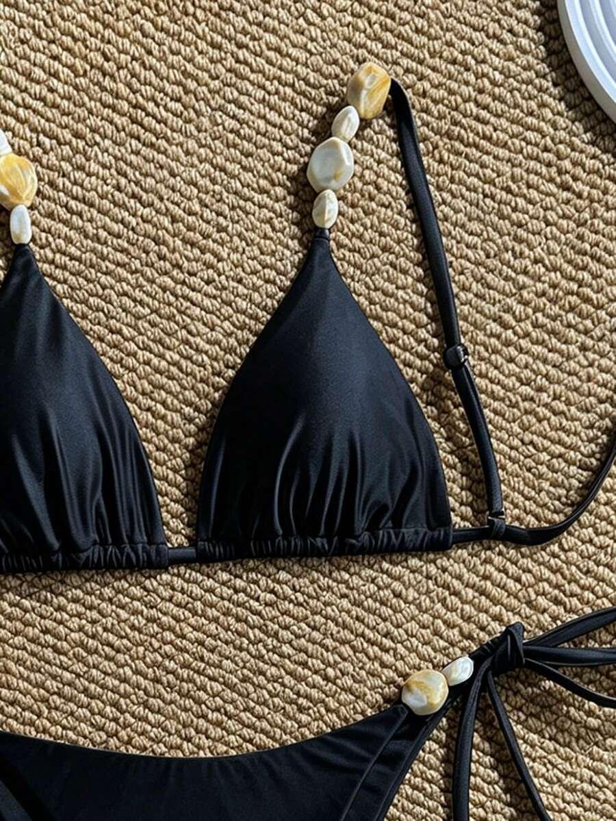 SHEIN CZARNY DWUCZĘŚCIOWY STRÓJ KĄPIELOWY S09__S