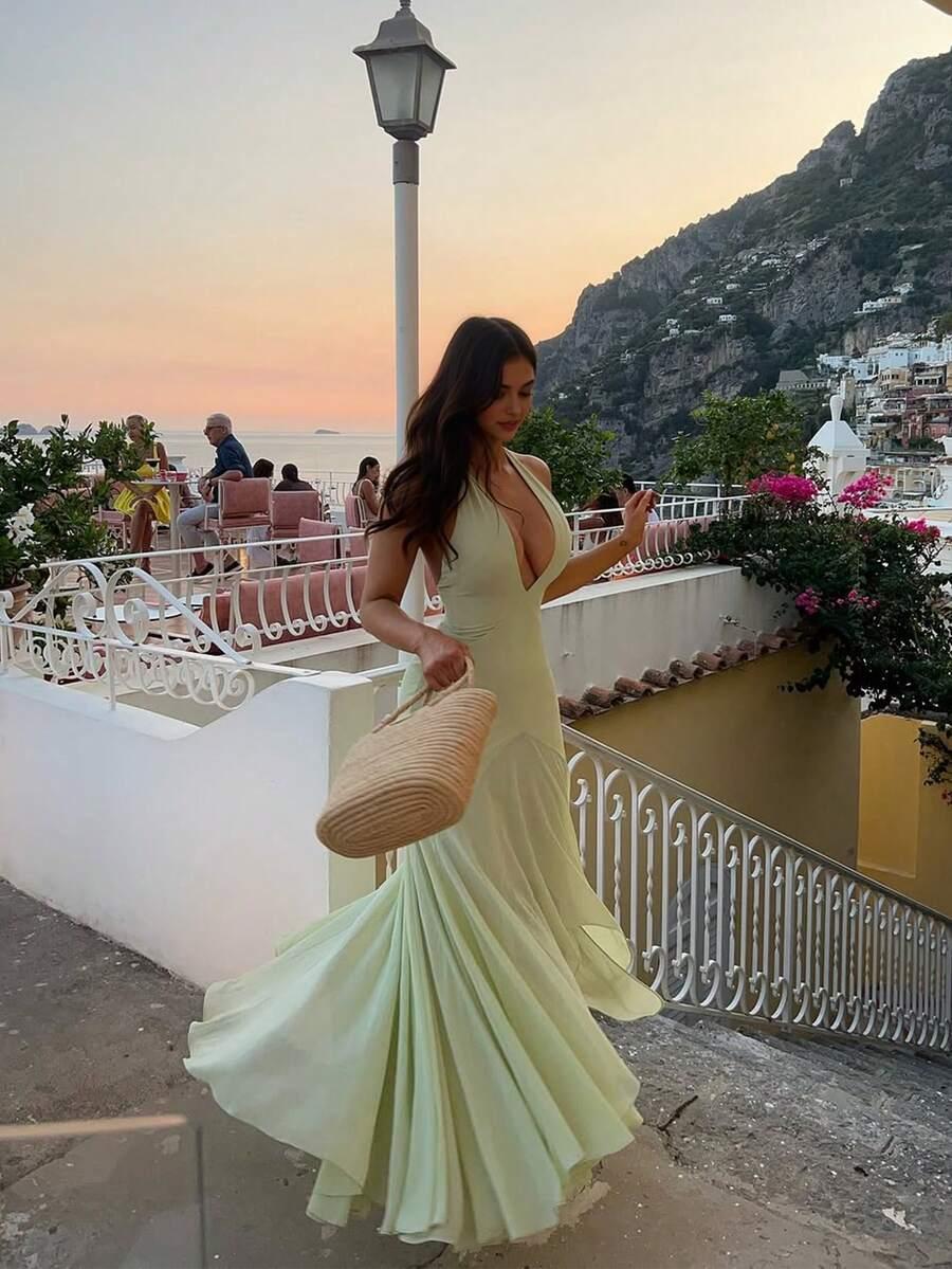 SHEIN ZIELONA MAXI SUKIENKA S06__S