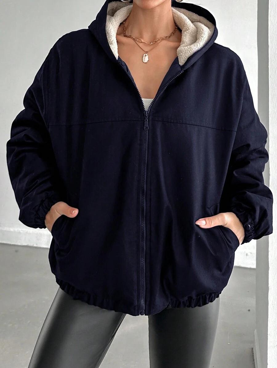 SHEIN GRANATOWA KURTKA Z KAPTUREM S06__XL