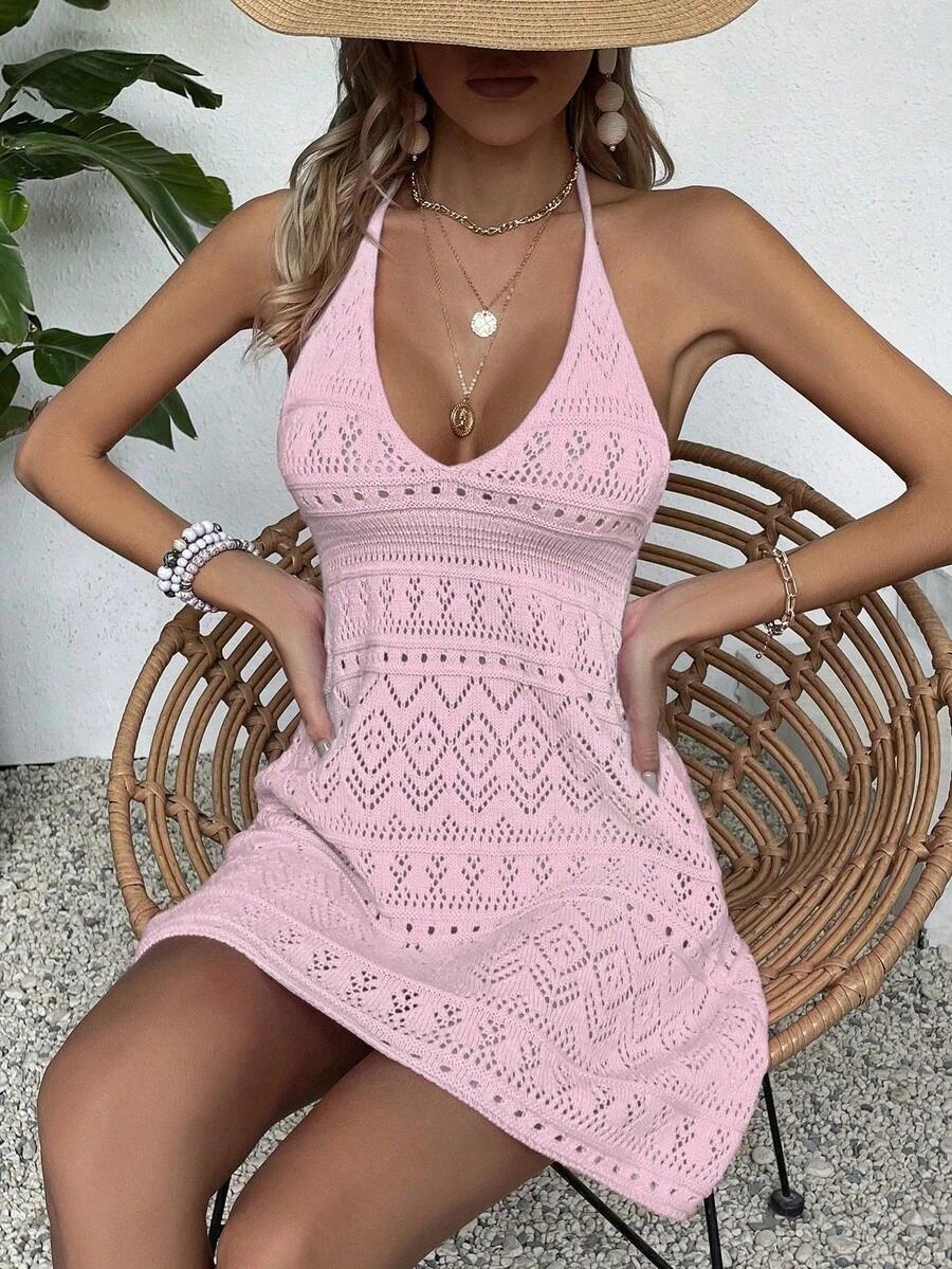 SHEIN RÓŻOWA MINI SUKIENKA ODKRYTE PLECY S06__S