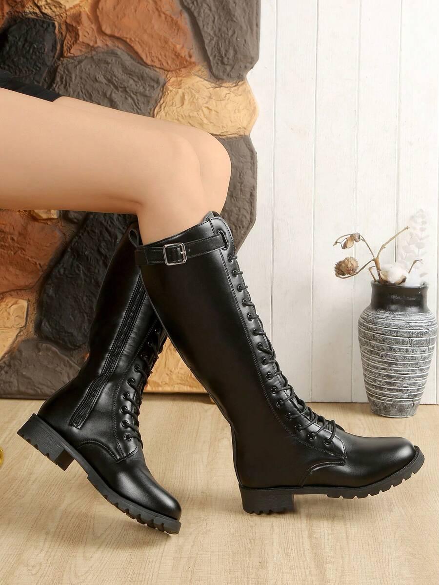 SHEIN CZARNE KOZAKI ZAMEK W01__36,5