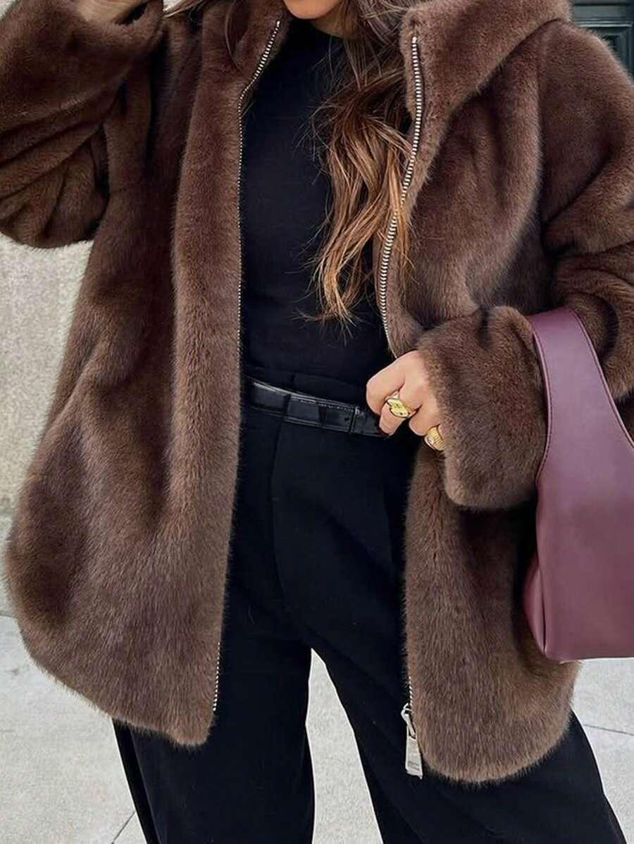SHEIN BRĄZOWA KURTKA MIŚ S06__L