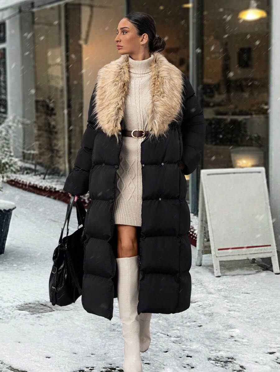 SHEIN CZARNA PIKOWANA KURTKA KOŁNIERZ W01__M