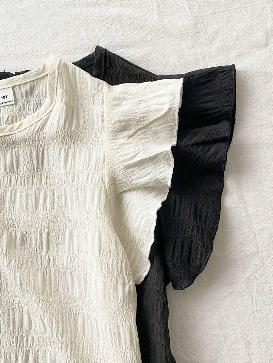SHEIN CZARNA BLUZKA Z KRÓTKIM RĘKAWEM S09__146-152CM