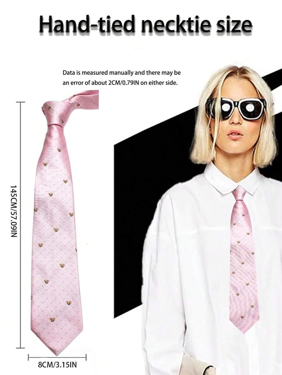 SHEIN RÓŻOWY KRAWAT PRINT PASKI S07
