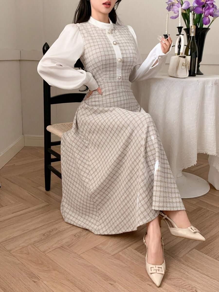 SHEIN MAXI SUKIENKA GUZIKI S06__L