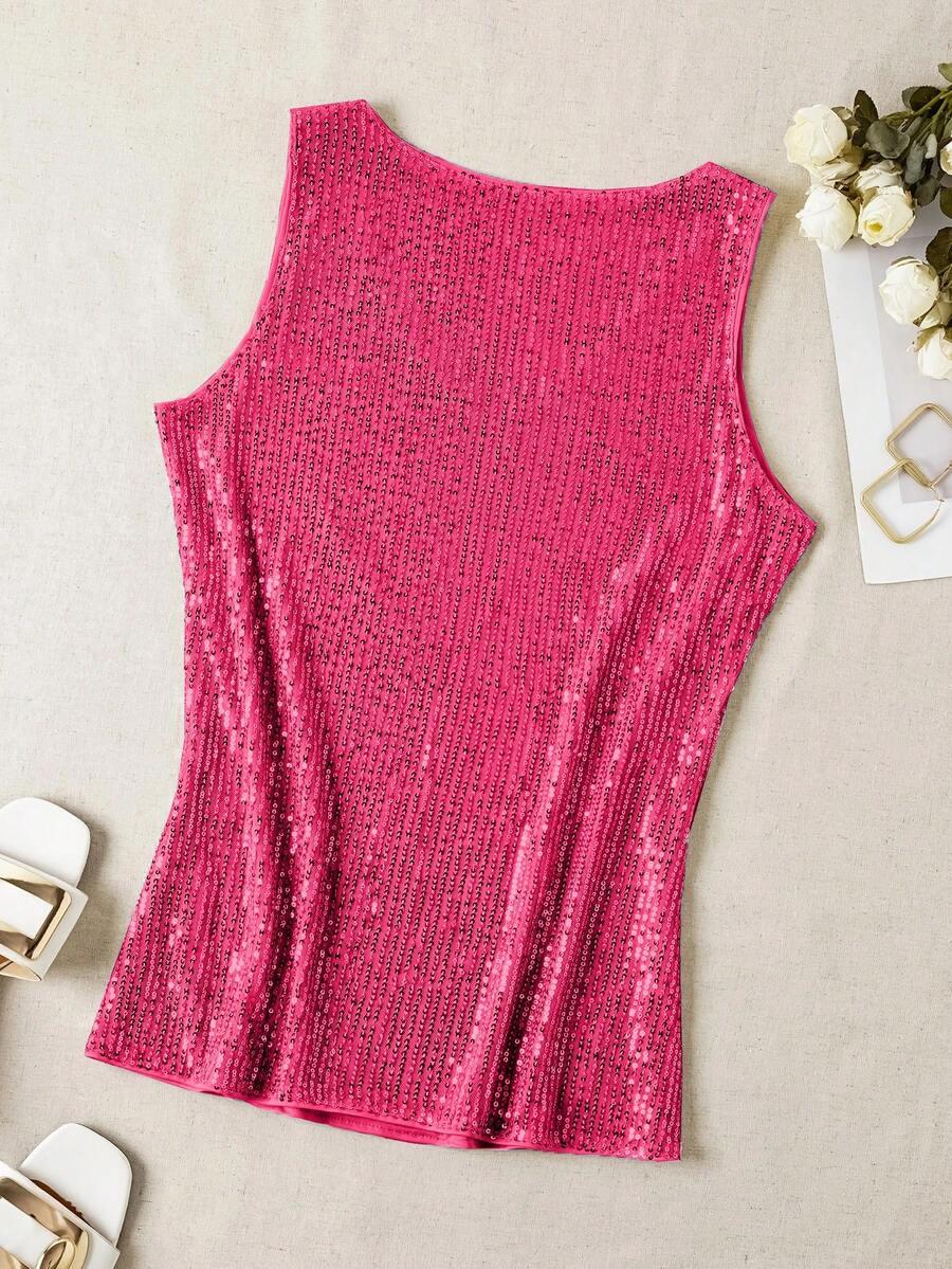 SHEIN RÓŻOWY TOP CEKINY S06__XXL