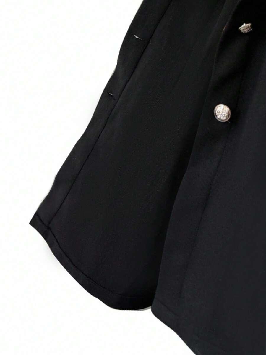 SHEIN CZARNY PŁASZCZ GUZIKI W01__48