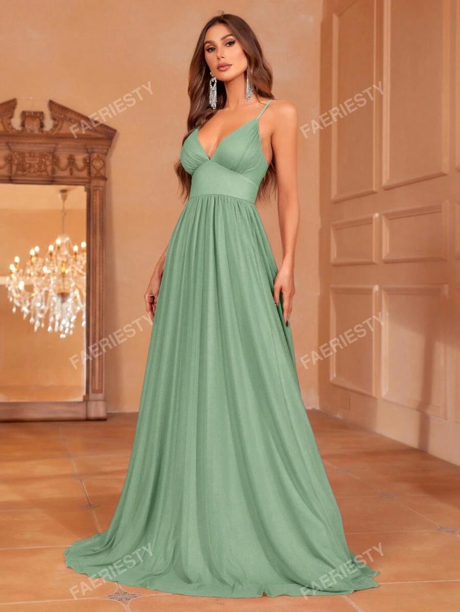 FAERIESTY ZIELONA MAXI SUKIENKA NA RAMIĄCZKACH PK01__M